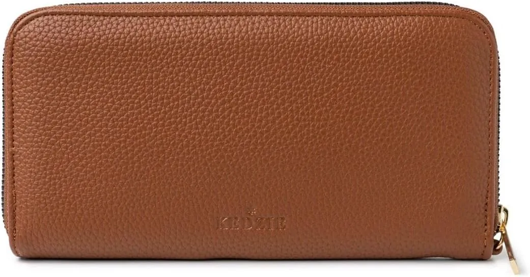 KEDZIE Eclipse Vegan Leather Zip-Around Clutch Wallet Credit Card Holder Phone Wristlet for Women