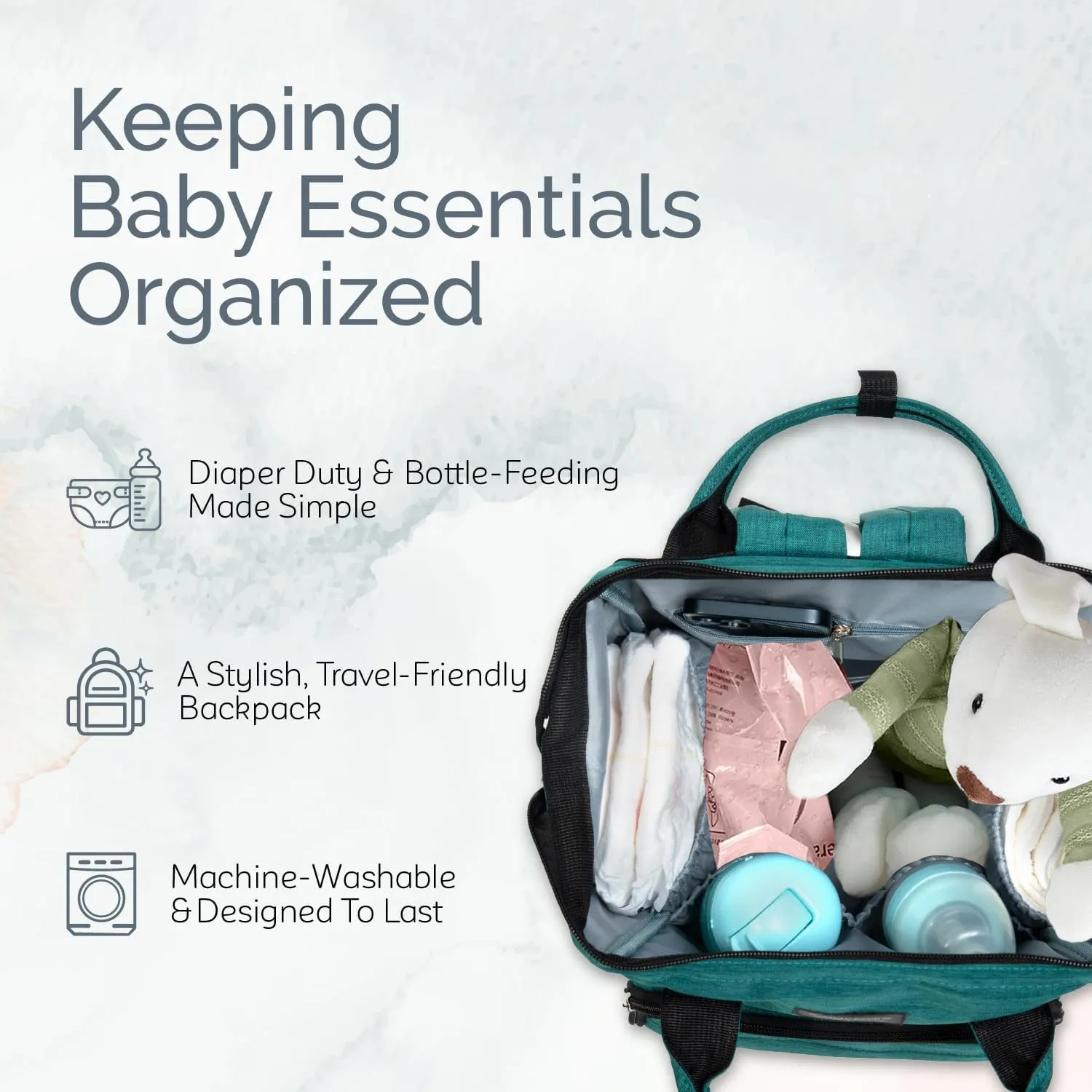 KiddyCare Diaper Bag Backpack | Baby Diaper Bags with Changing Station for Mom | Travel Backpack Waterproof Tote Bag for Maternity Baby Bags with Multiple Uses Large, Fashionable, Unisex | Black