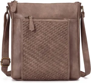 KL928 Crossbody Purses for Women, Medium Handbags Shoulder Bag with Adjustable Strap, Crossbody Bag with Braided Design Light Brown
