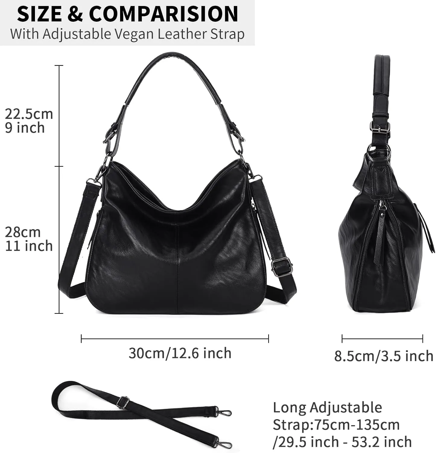 KL928 Large Purses for Women PU Leather Shoulder Handbag Crossbody Hobo Bags Ladies Tote Bags with Adjustable Shoulder Strap