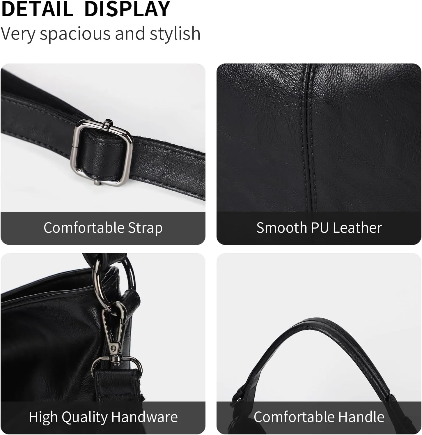 KL928 Large Purses for Women PU Leather Shoulder Handbag Crossbody Hobo Bags Ladies Tote Bags with Adjustable Shoulder Strap