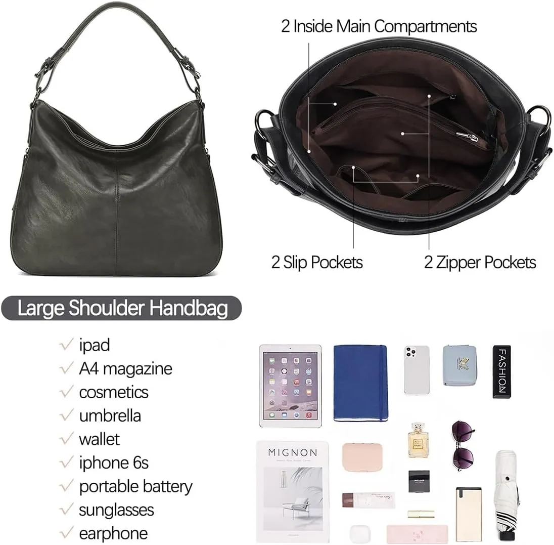 KL928 Large Purses for Women PU Leather Shoulder Handbag Crossbody Hobo Bags Ladies Tote Bags with Adjustable Shoulder Strap