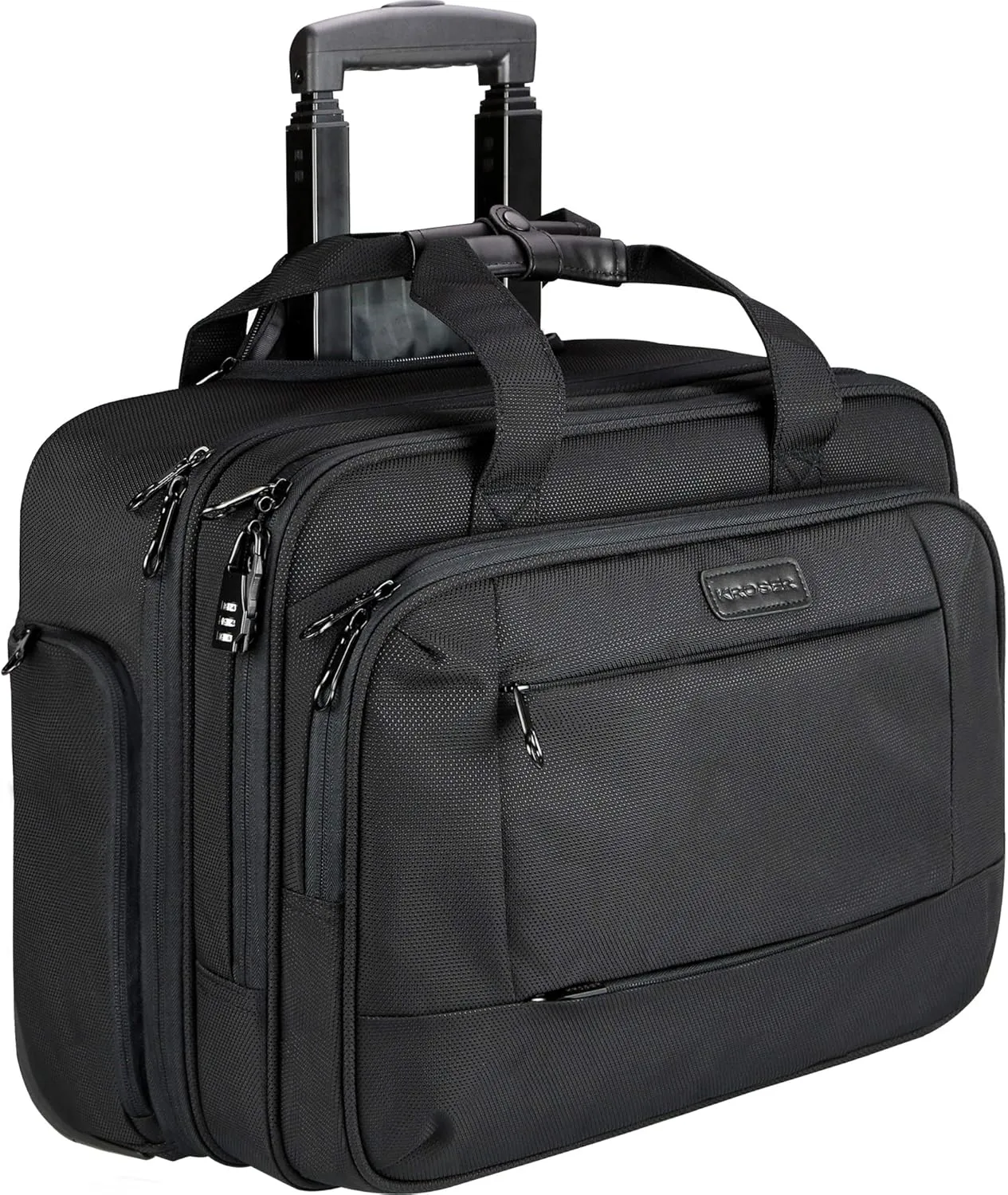 KROSER Rolling Laptop Bag for Men Women, Rolling Laptop Wheeled Briefcase for Business Fits Up to 17.3 Inch Laptop, Water-Repellent Wheeled Computer Bag Roller Case with RFID Pockets for Travel