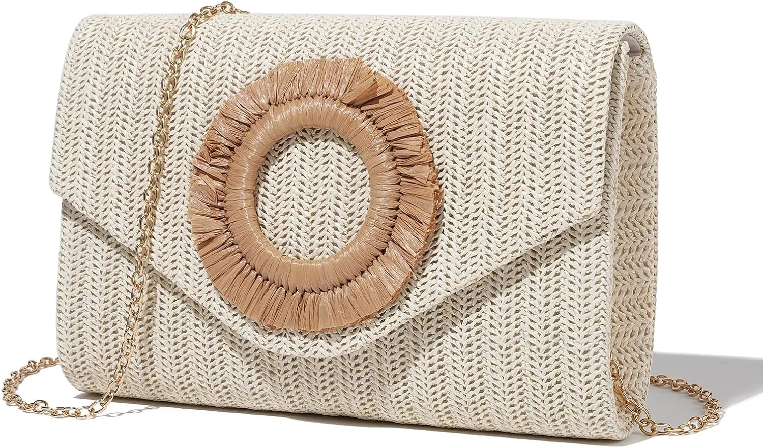 Kseymeir Straws Clutch Purses Raffia Beach Bag Woven Summer Purses Straw Crossbody Bag