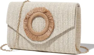 Kseymeir Straws Clutch Purses Raffia Beach Bag Woven Summer Purses Straw Crossbody Bag