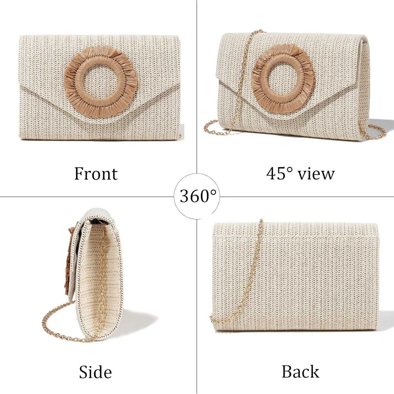 Kseymeir Straws Clutch Purses Raffia Beach Bag Woven Summer Purses Straw Crossbody Bag