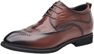 Lace-Up Business Wedding Oxfords Shoes for Men, Invisible Height Increasing Leather Shoes, Luxury Formal Tuxedo Dress Comfortable Elegant