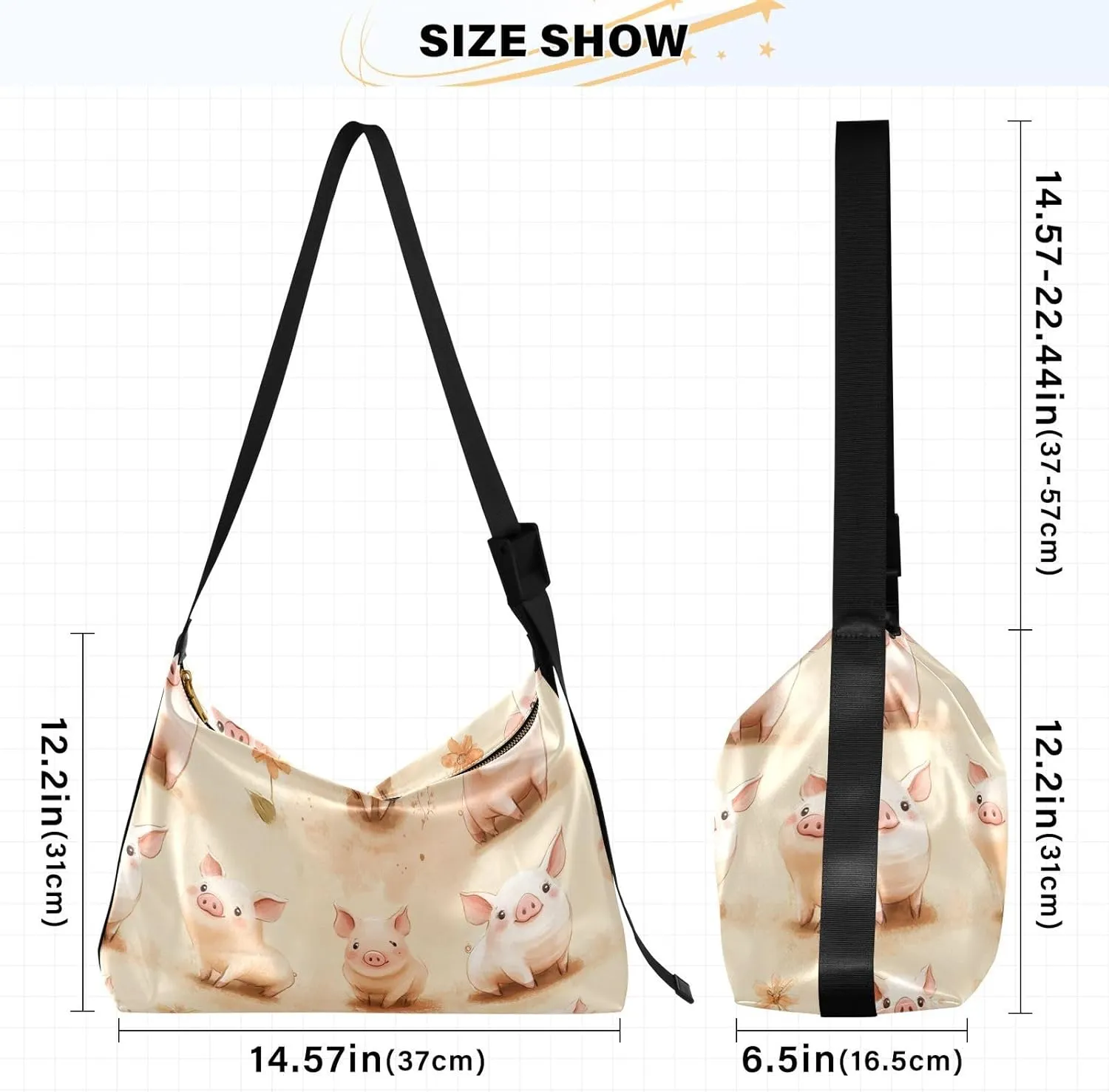 Ladies Anti Theft Crossbody Bag Waterproof Womens Crossbody Bag Cute Purse Cartoon Pet Pig Cute