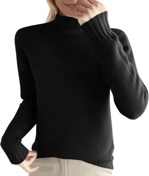 Ladies Fall Sweaters Trendy 2024 Casual Long Sleeve Mock Neck Pullovers Womens Knit Fitted Basic Sweater
