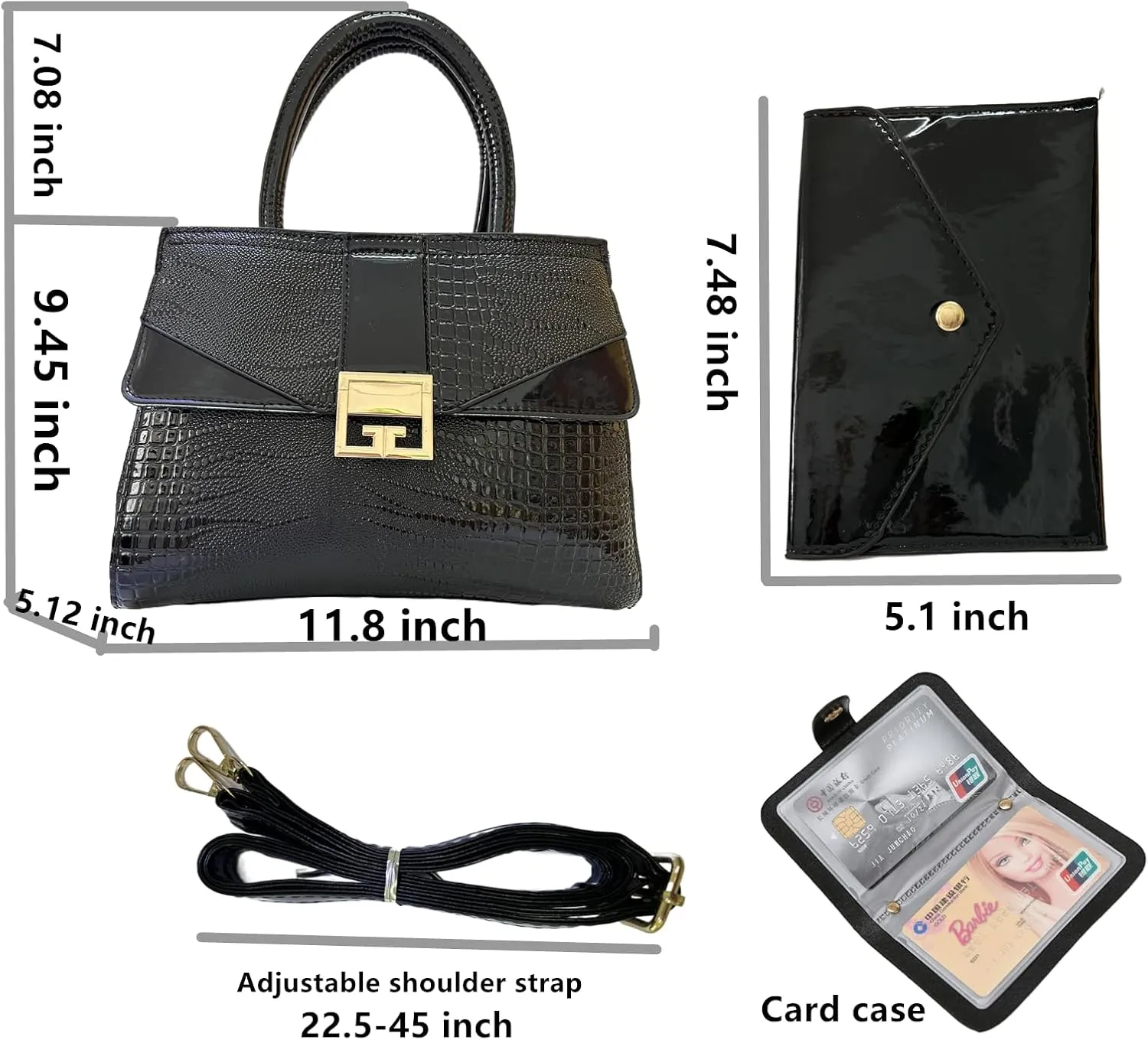 Ladies Satchel Purse Wallet Top Handle Tote Handbags Hobo Shoulder Bags Set 3pcs for women