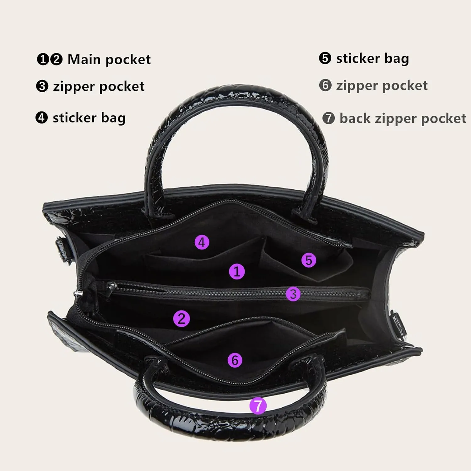 Ladies Satchel Purse Wallet Top Handle Tote Handbags Hobo Shoulder Bags Set 3pcs for women