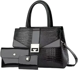 Ladies Satchel Purse Wallet Top Handle Tote Handbags Hobo Shoulder Bags Set 3pcs for women