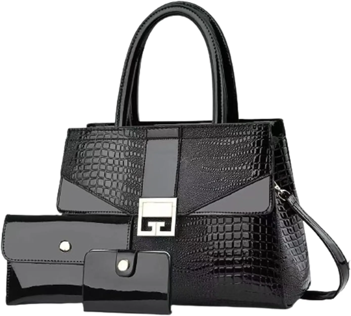 Ladies Satchel Purse Wallet Top Handle Tote Handbags Hobo Shoulder Bags Set 3pcs for women