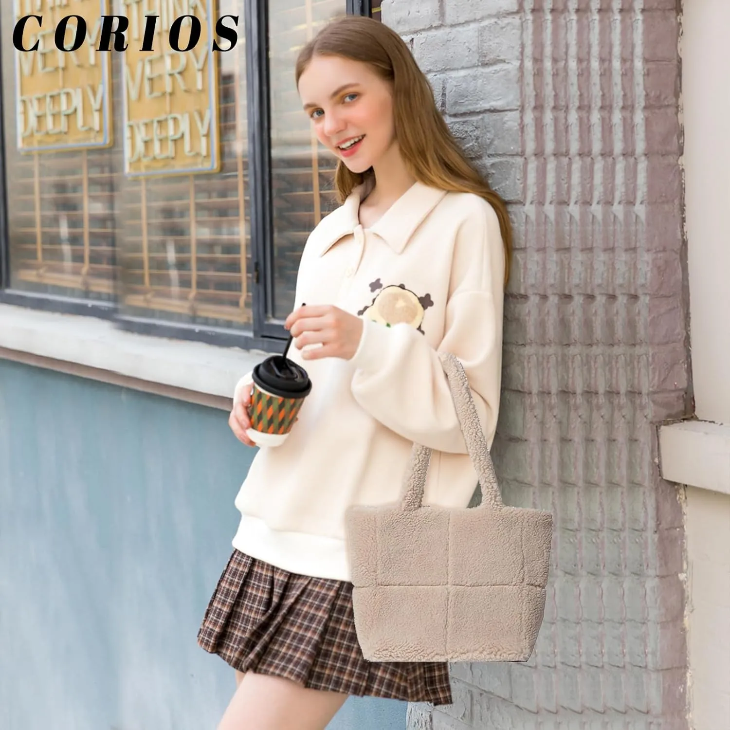 Lamb Wool Handbag for Women Soft Plush Shoulder Bag Fluffy Tote Bag Furry Top Handle Bag Cute Fuzzy Hobo Bag