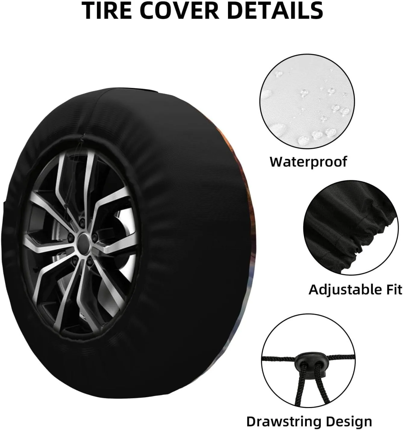 Landscape of Monument Valley Spare Tire Cover Weatherproof Wheel Covers Universal Wheel Protectors Portable Wheel Bags Camper Tire Covers for Trailer Rv Travel Accessories 14 inch