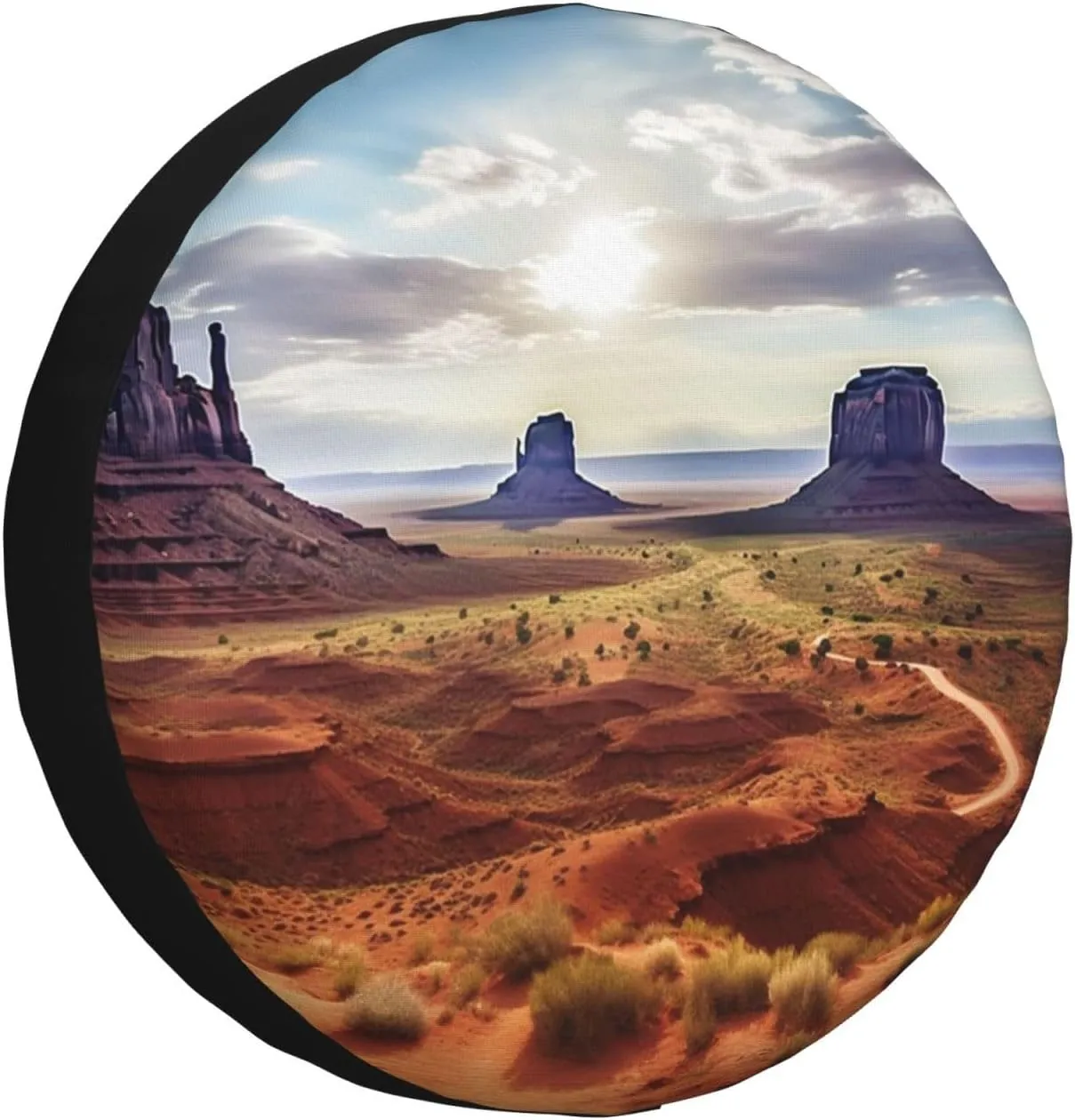 Landscape of Monument Valley Spare Tire Cover Weatherproof Wheel Covers Universal Wheel Protectors Portable Wheel Bags Camper Tire Covers for Trailer Rv Travel Accessories 14 inch
