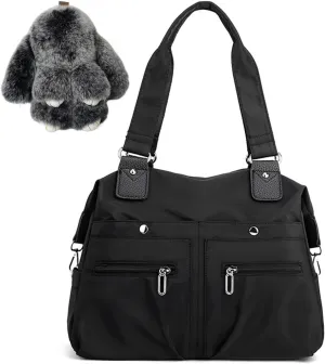 Langrents Nylon Waterproof Tote Bag, Large Capacity Waterproof Multi Pocket Shoulder Bag, Langrents Bag for Women