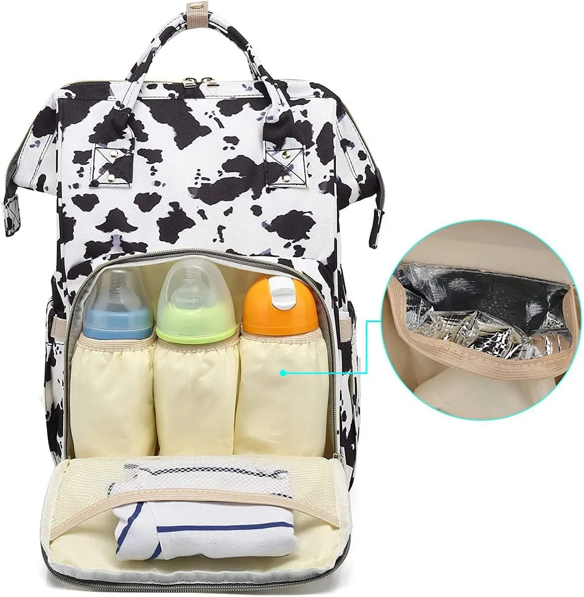 Large Capacity Baby Diaper Bag Backpack Waterproof Travel Nappy Diaper Bags Cute for Girls Boys (Cows)