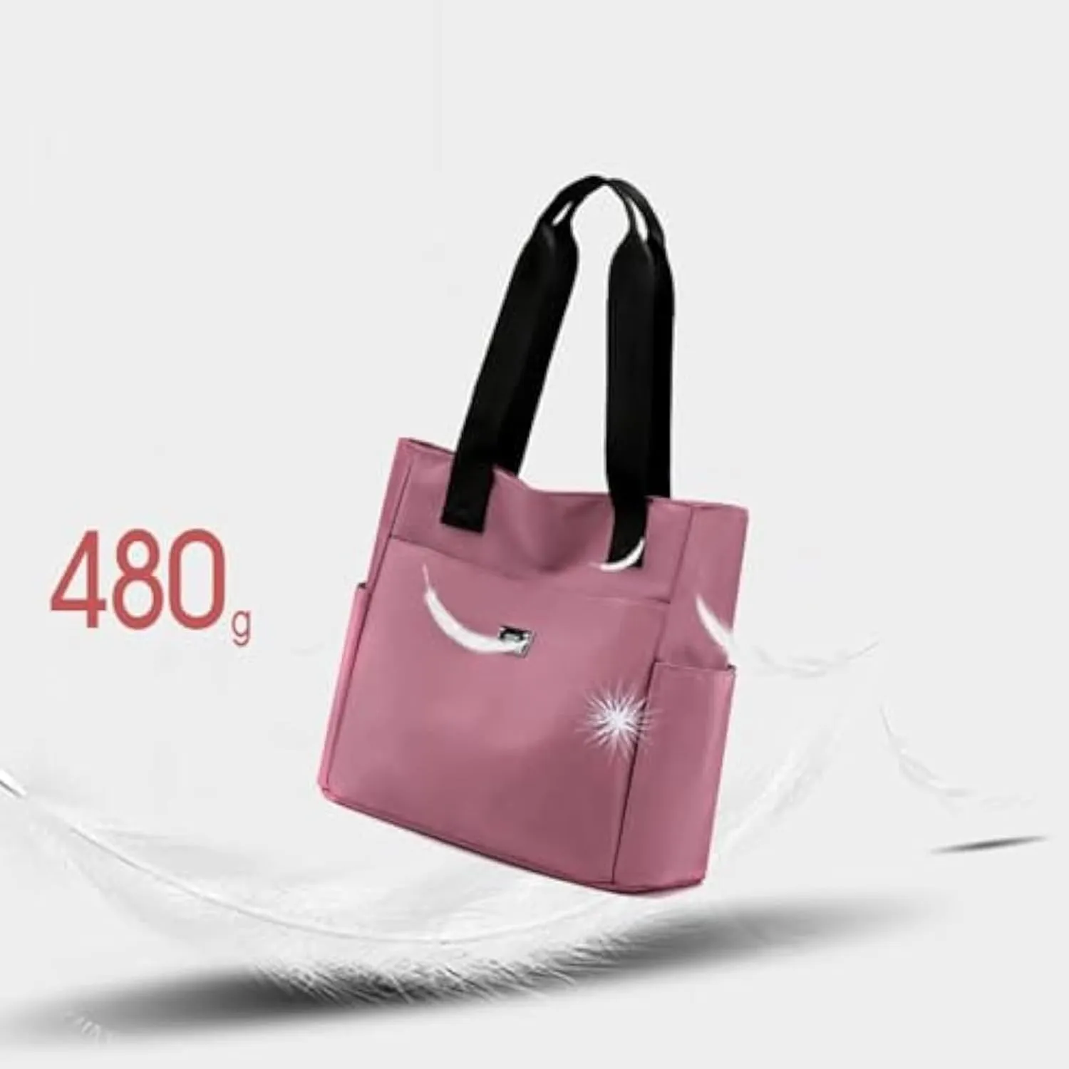 Large Capacity Water Repellent Multi Pocket Nylon Shoulder Bag, Women Tote Purse Zipper Nylon Handbag