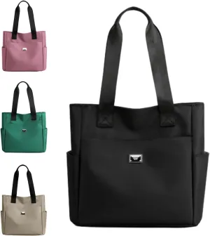 Large Capacity Water Repellent Multi Pocket Nylon Shoulder Bag, Women Tote Purse Zipper Nylon Handbag