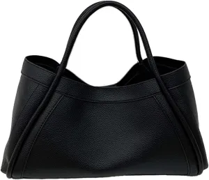 Large Capacity Work Vegan Leather Tote Bags,Genuine Leather Shoulder Tote Bag for Women,Slouchy Oversized Bag,Large Tote Bags Vegan Leather Handbags for Women (Black,One size)