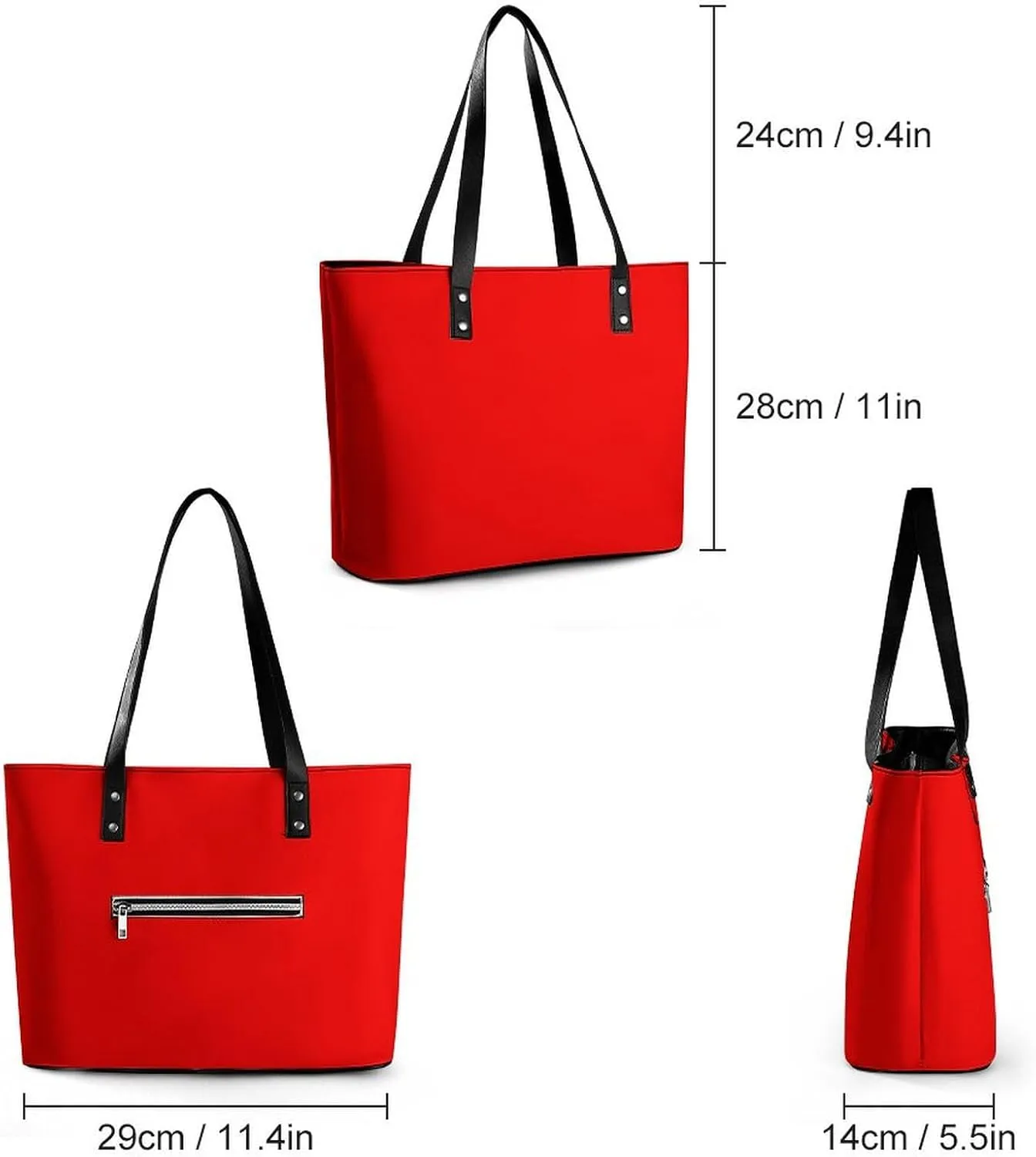 Large Casual Soft Leather Purse Fashion Hobo Handbags Tote Bag With Zipper