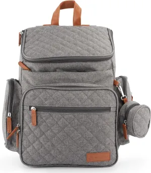Large Diaper Bag Backpack for Mom & Dad | Unisex Baby Travel Bag | 15 Pockets | Changing Pad | Stroller Straps | Stylish & Washable | Newborn Essentials | Heather Grey