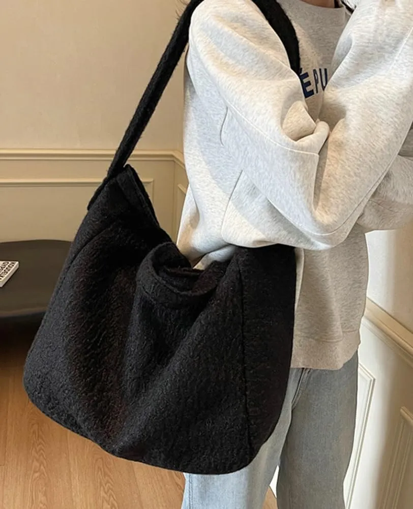 Large Tote Bag for Women Soft Winter Fluffy Furry Plush Top Handle Purse Shopping Crossbody Shoulder Handbags