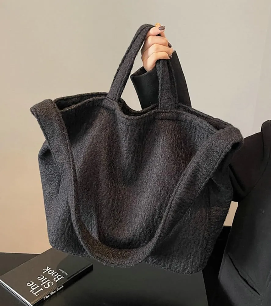 Large Tote Bag for Women Soft Winter Fluffy Furry Plush Top Handle Purse Shopping Crossbody Shoulder Handbags