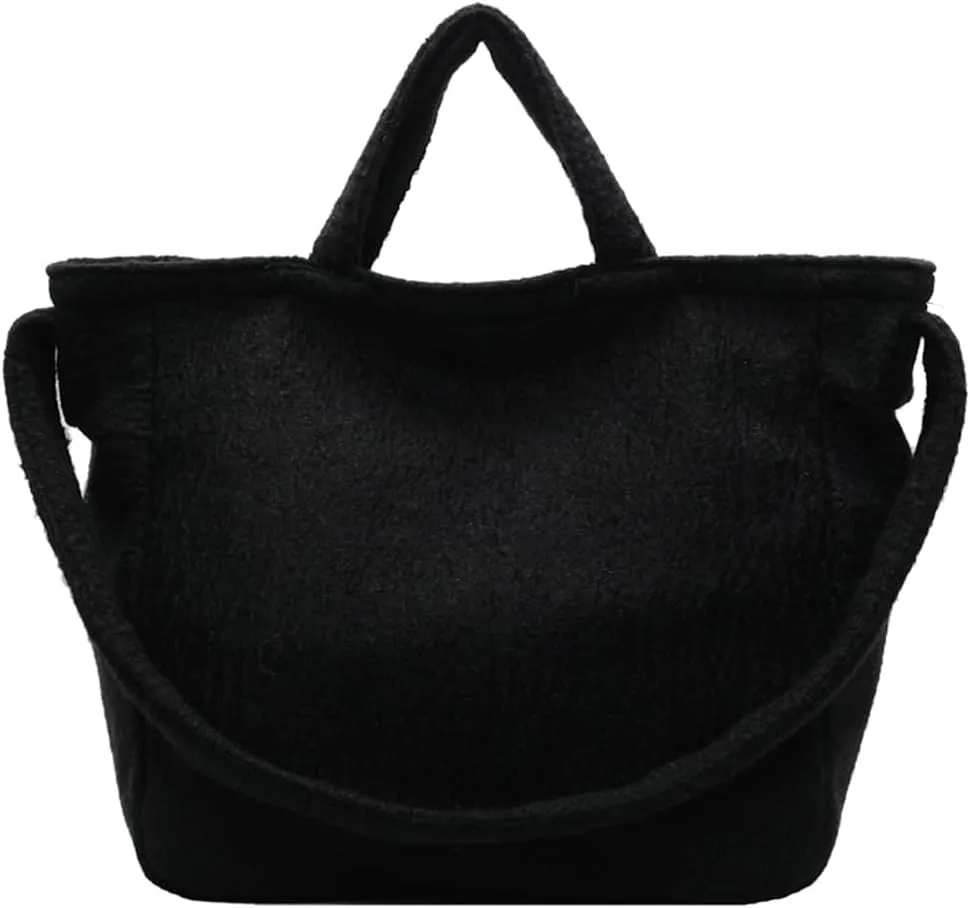 Large Tote Bag for Women Soft Winter Fluffy Furry Plush Top Handle Purse Shopping Crossbody Shoulder Handbags