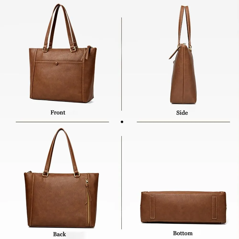 Large Tote Bag for Women Vegan Leather Tote Bag with Zipper Ladies Travel Work Purses and Handbags