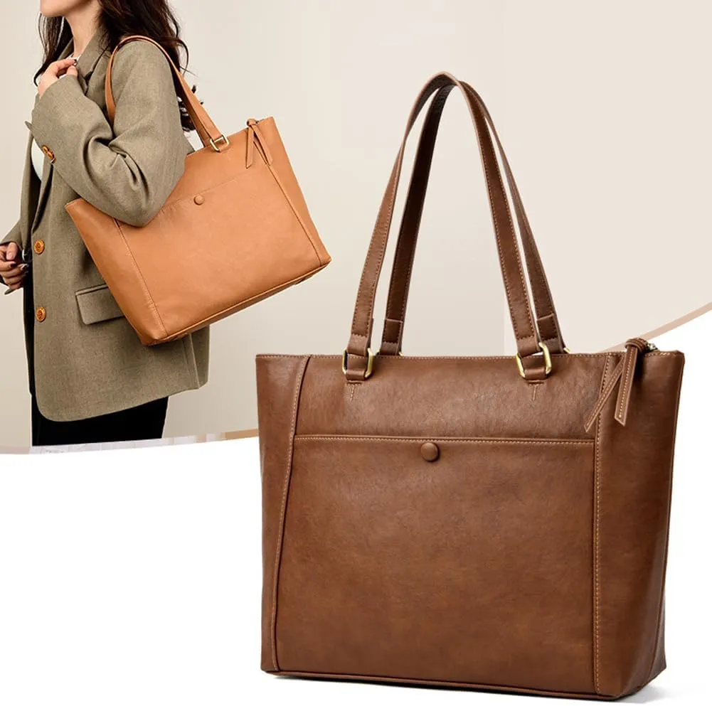 Large Tote Bag for Women Vegan Leather Tote Bag with Zipper Ladies Travel Work Purses and Handbags
