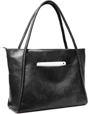 Large Tote Bag for Women Work with Zipper 16L Vegan Leather Ladies Travel Purses and Handbags