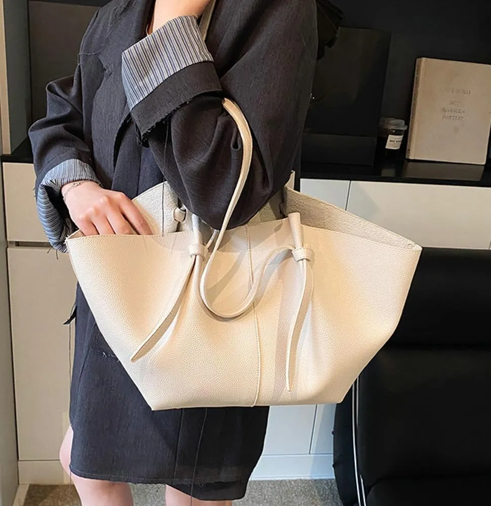 Large Tote Bag Women Trendy Pleated Shoulder Purses PU Leather Oversize Top Handle Handbags for Work Travel 2025