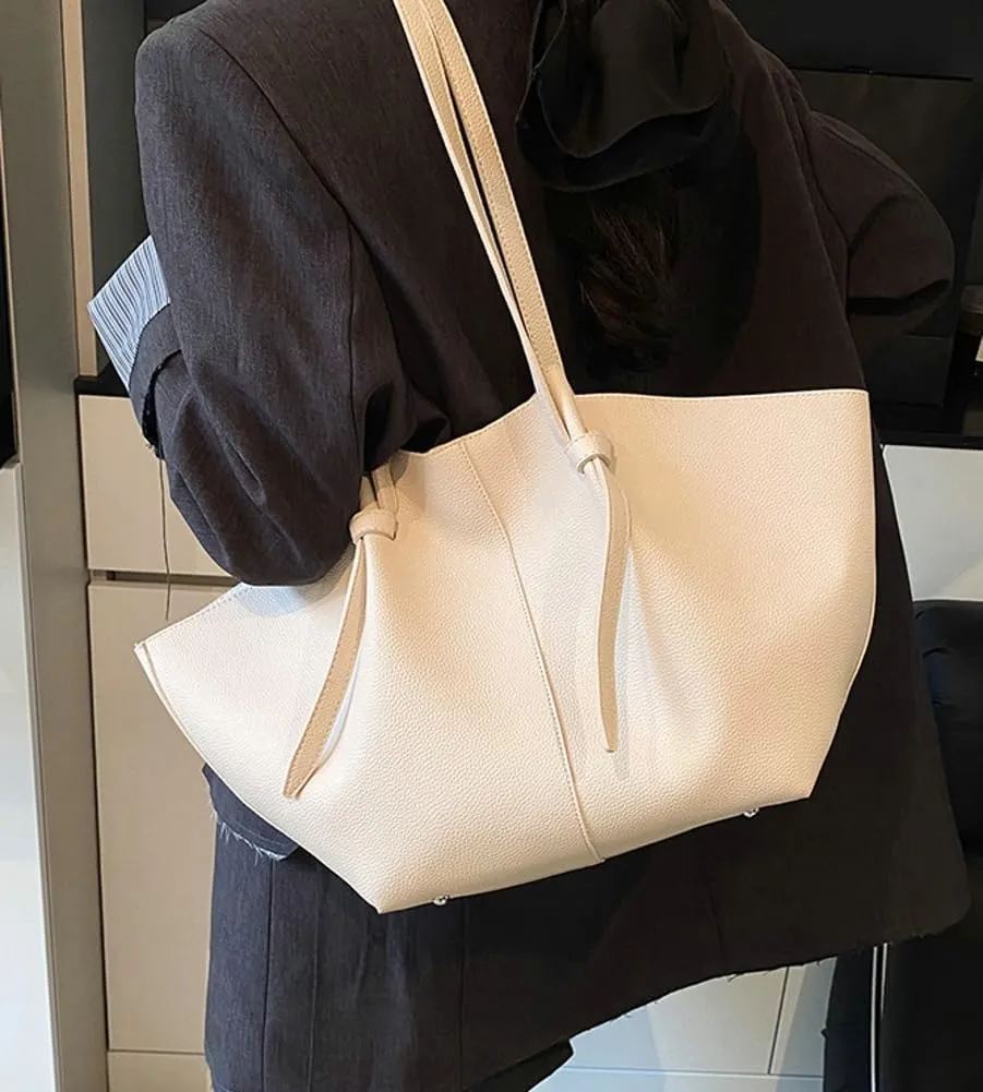 Large Tote Bag Women Trendy Pleated Shoulder Purses PU Leather Oversize Top Handle Handbags for Work Travel 2025