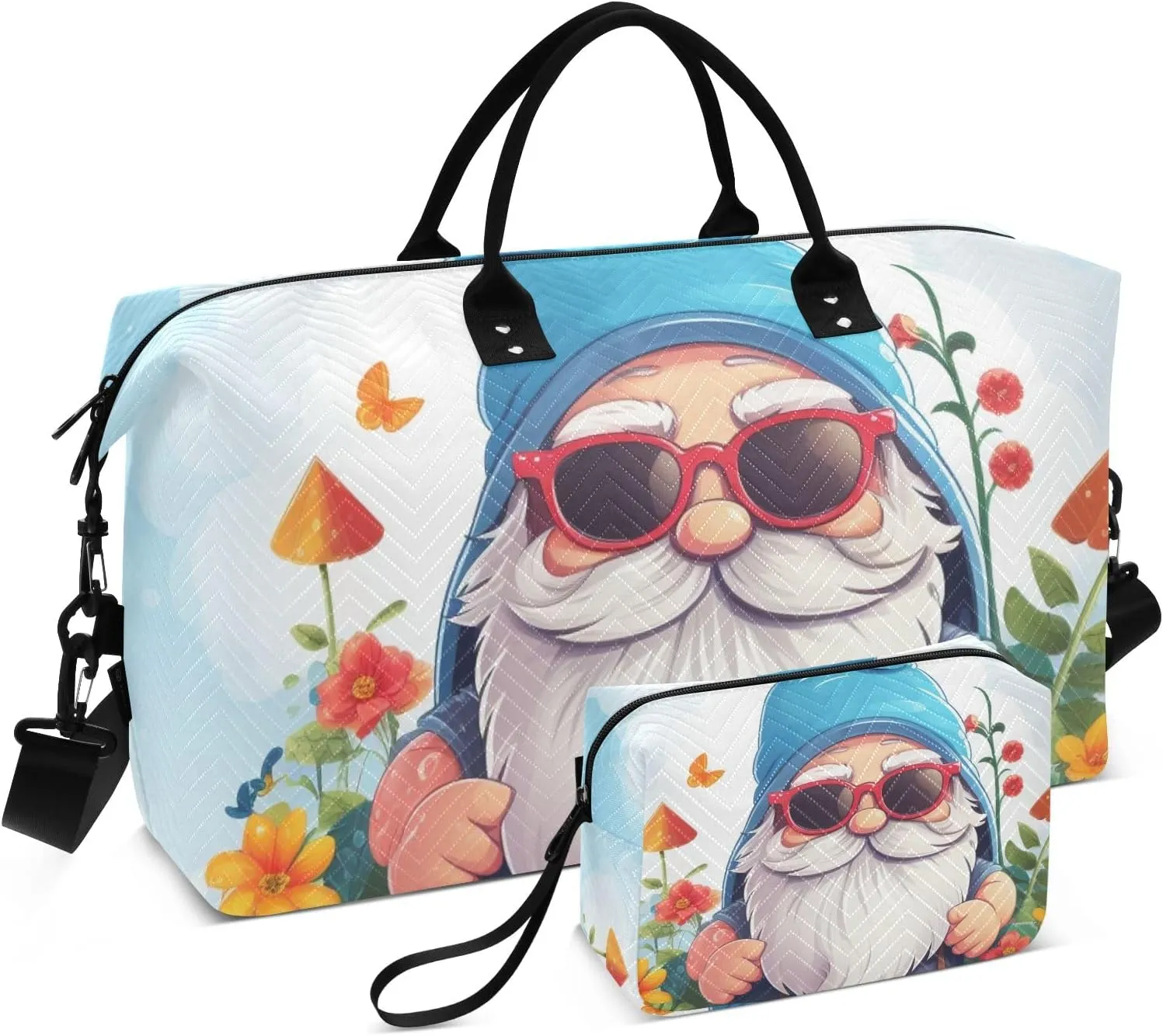 Large Travel Duffel Bag Sports Tote Gym Bag Overnight Weekender Bags Cool Dwarf Gnome Carry On Luggage with Toiletry Bags