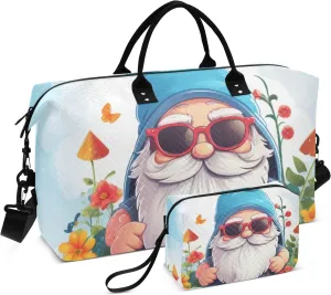 Large Travel Duffel Bag Sports Tote Gym Bag Overnight Weekender Bags Cool Dwarf Gnome Carry On Luggage with Toiletry Bags