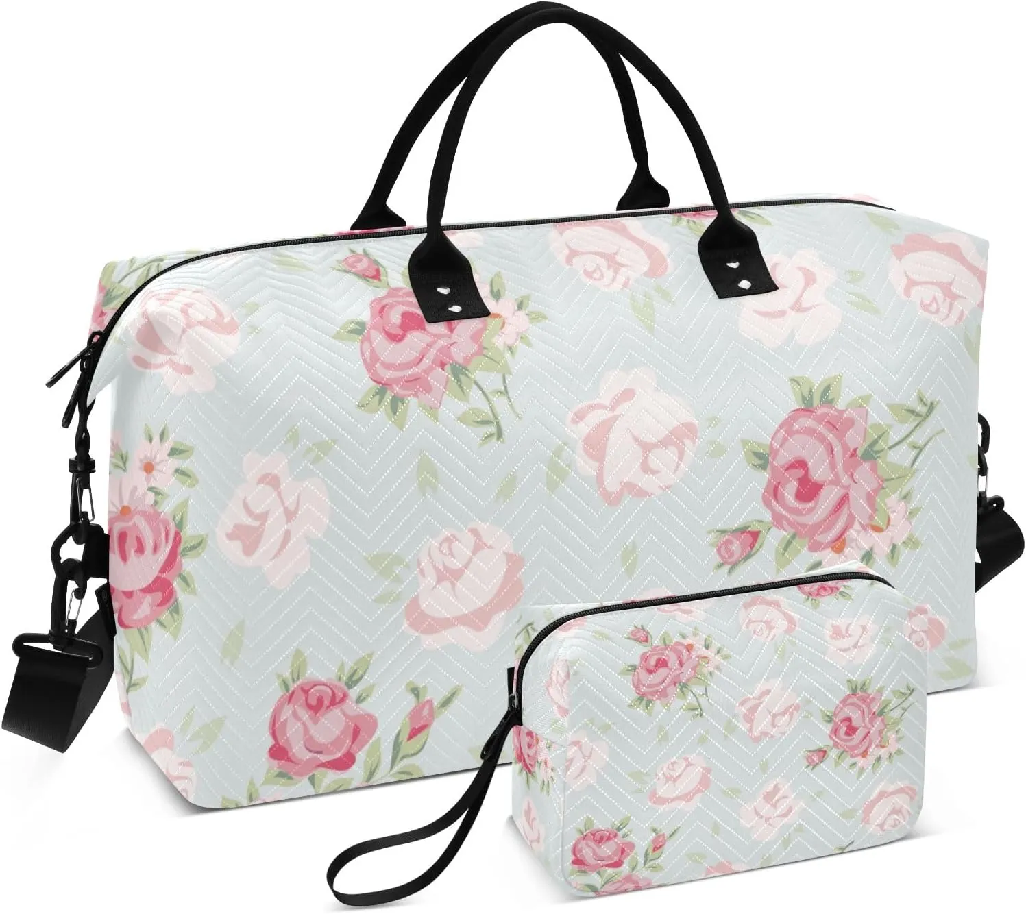 Large Travel Duffel Bag Sports Tote Gym Bag Overnight Weekender Bags Shabby Chic Rose Vintage Carry On Luggage with Toiletry Bags