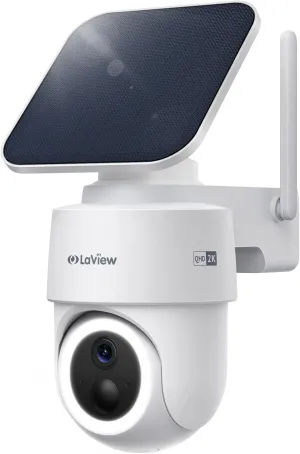 LaView 2K 3MP Solar Security Cameras Wireless Outdoor, Cameras for Home Security, 360° Pan & Tilt Rechargeable Battery Camera, IP65 Outdoor Camera, Color Night Vision, Two-Way Audio, Work with Alexa