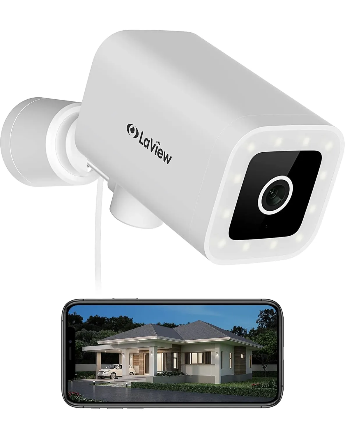 LaView 4MP Cameras for Home Security,270°View Range 2K Security Camera Outdoor with Starlight Color Night Vision,Audible Alarm,Human Detection,US Cloud & SD Card Storage,Compatible with Alexa