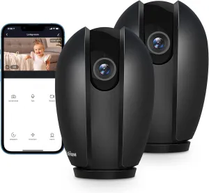 LaView Security Cameras for Home   2X 32GB SD Cards, PT Home Security Camera System with Motion Detection, Two-Way Audio, Night Vision, Indoor WiFi Camera for Baby/pet, Alexa, USA Cloud Service