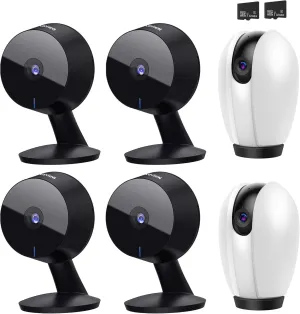 LaView Security Cameras for Home   2X 32GB SD Cards,PT Home Security Camera System with Motion Detection,Two-Way Audio,Night Vision,Indoor WiFi Camera for Baby/pet,Alexa,USA Cloud Service