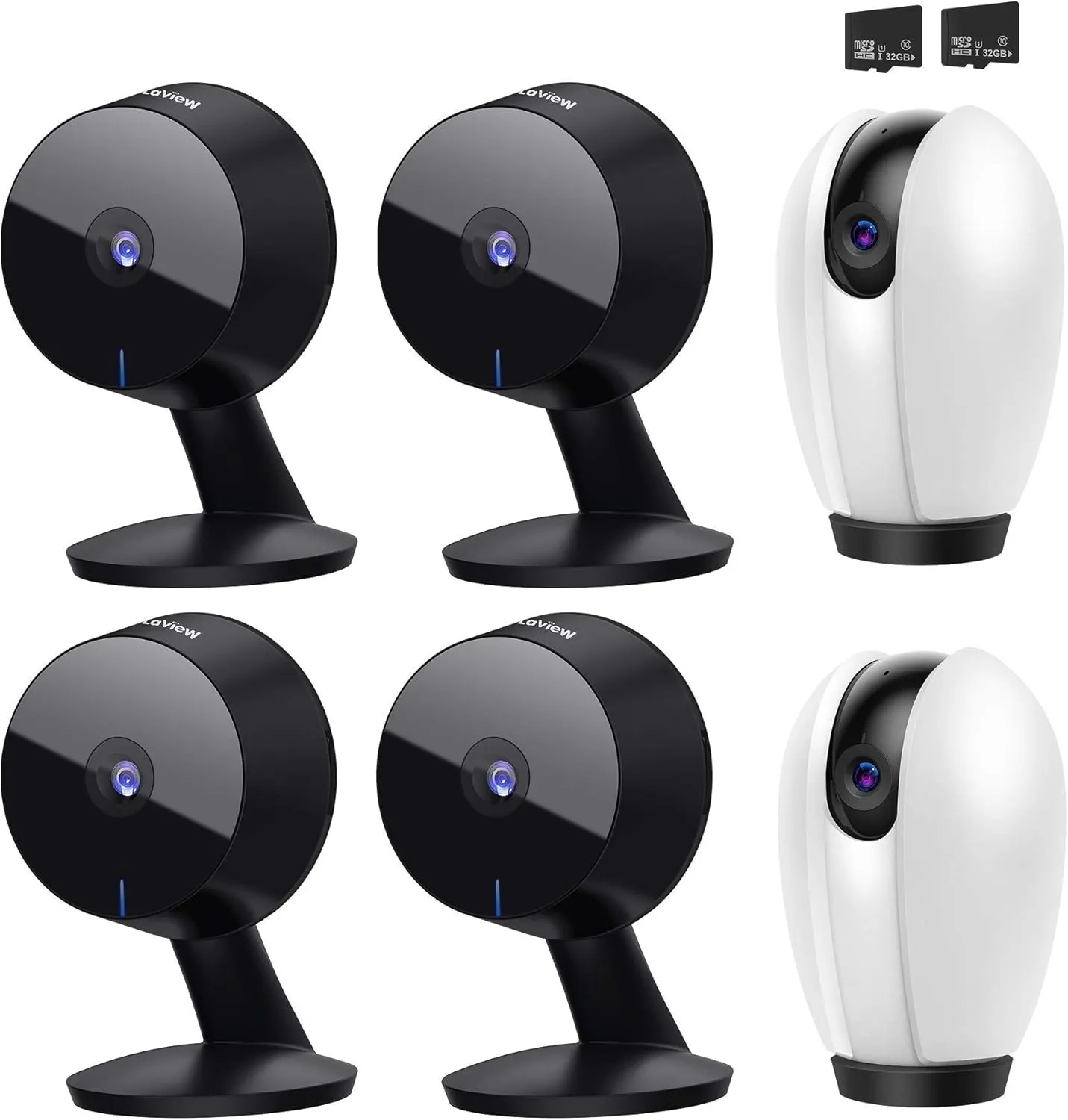 LaView Security Cameras for Home   2X 32GB SD Cards,PT Home Security Camera System with Motion Detection,Two-Way Audio,Night Vision,Indoor WiFi Camera for Baby/pet,Alexa,USA Cloud Service