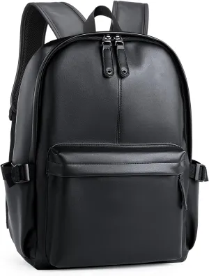 Leather Backpack for Men Black Large Backpack Fit 15.6inch Laptop Rucksack Waterproof for business Commute Casual Daypack