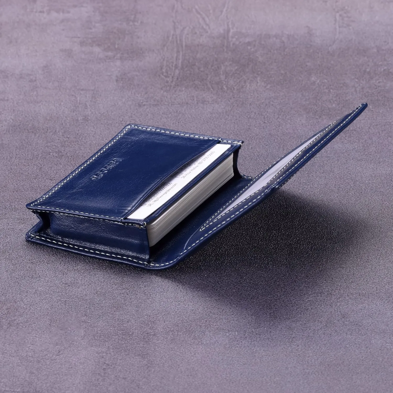 Leather Business Card Case Holder for Men & Women, Italian Calfskin