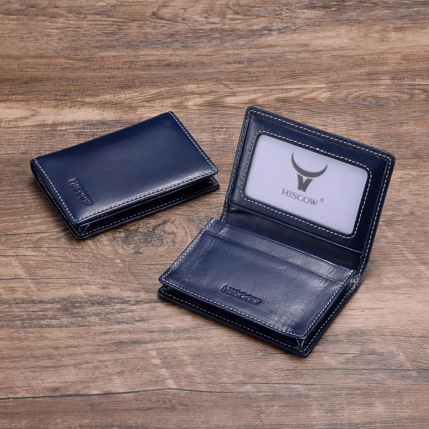 Leather Business Card Case Holder for Men & Women, Italian Calfskin