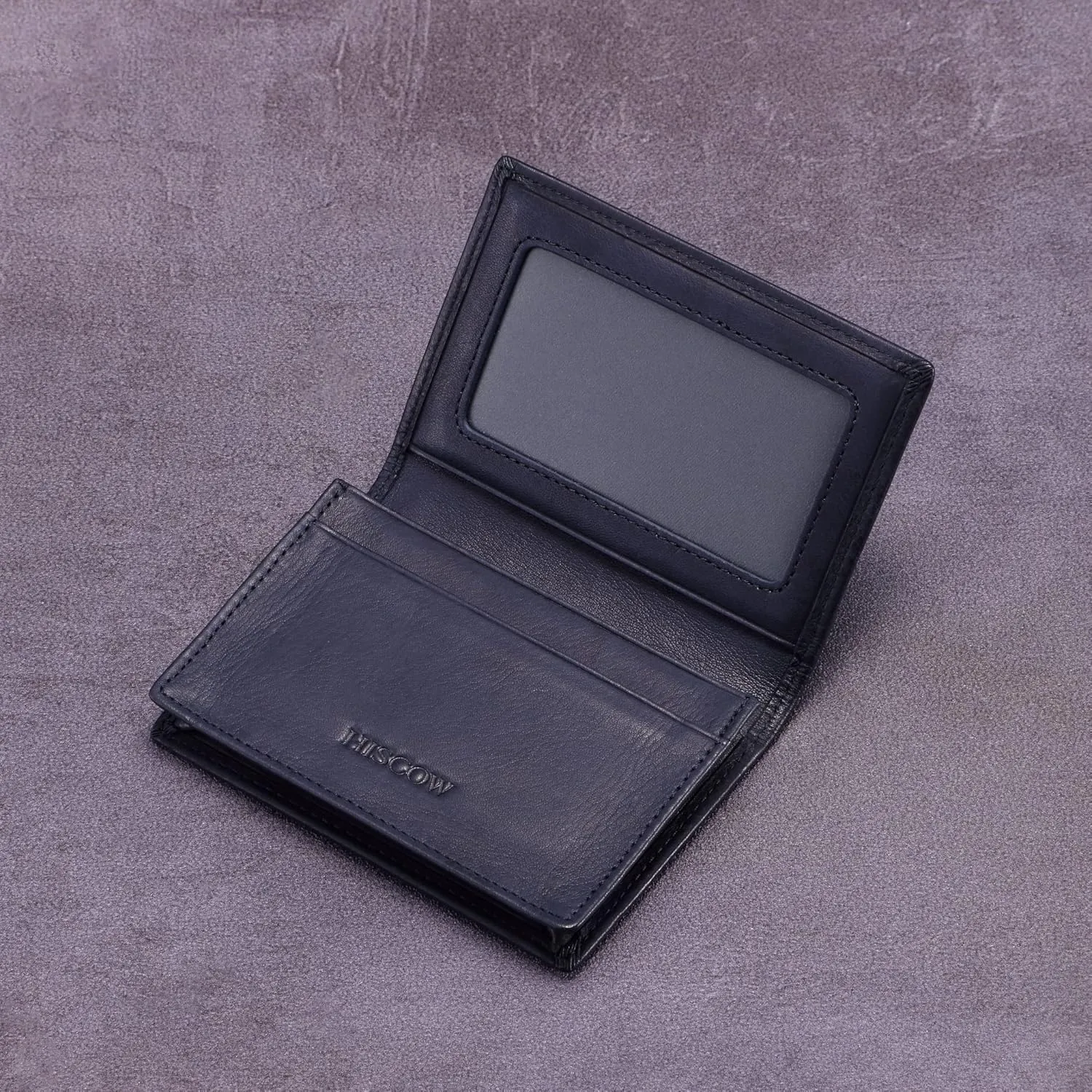 Leather Business Card Case Holder for Men & Women, Italian Calfskin