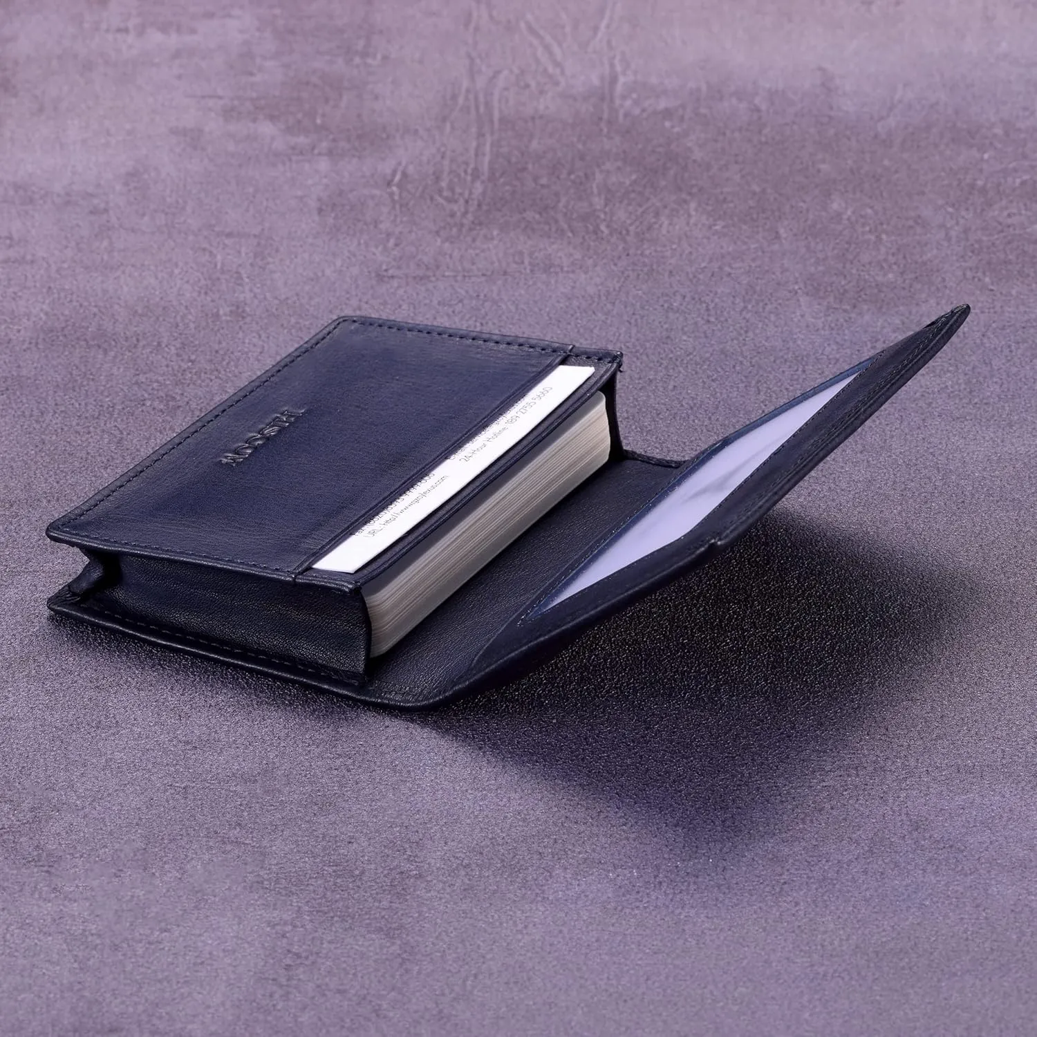 Leather Business Card Case Holder for Men & Women, Italian Calfskin