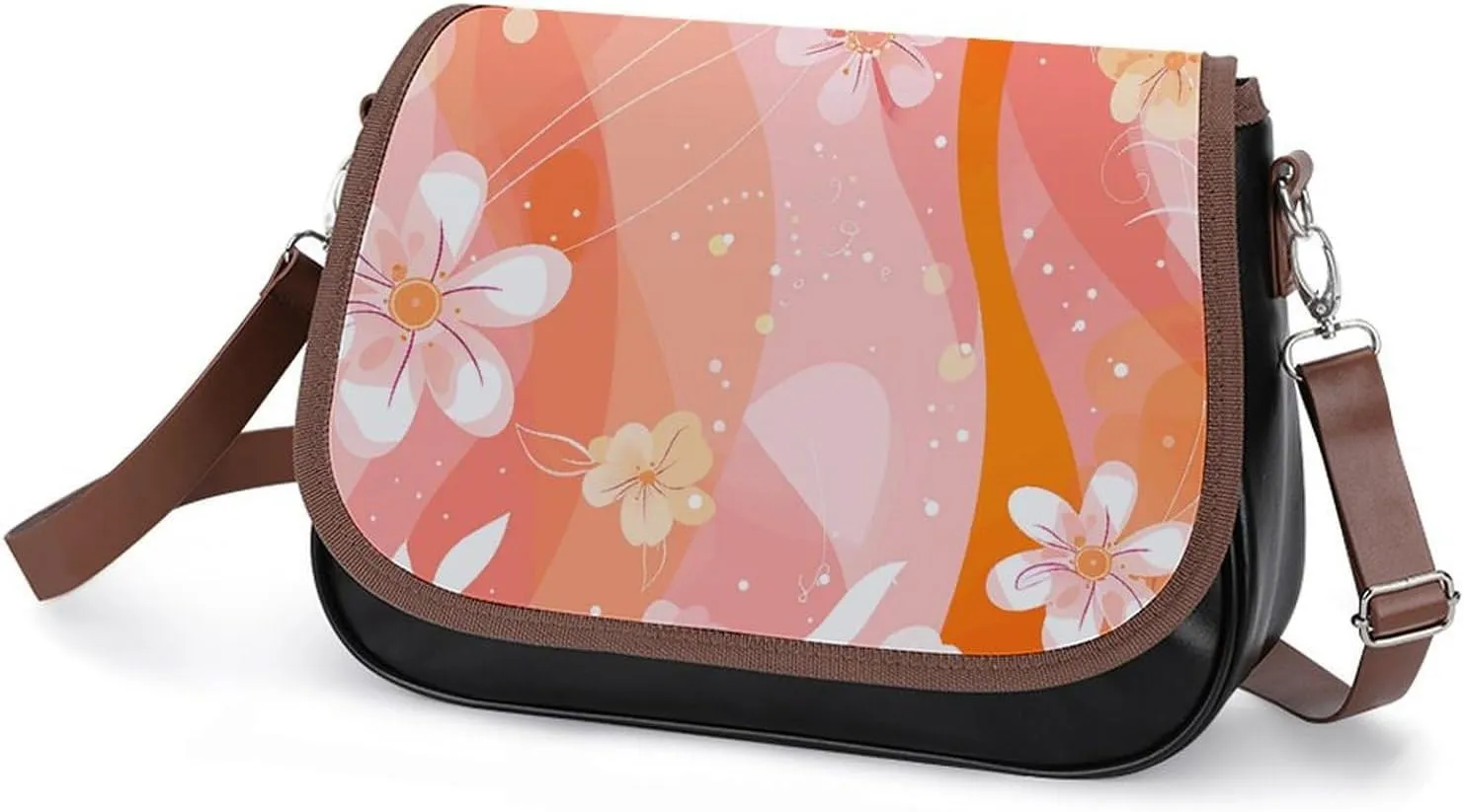 Leather Crossbody Bag for Women Bugs And Leaves Detachable Strap Handbags Travel Purse Shoulder Bag for Daily Use