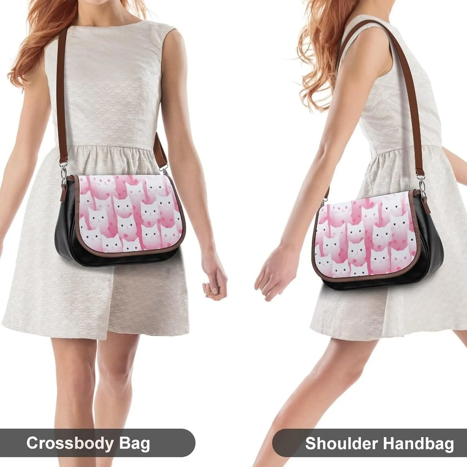 Leather Crossbody Bag for Women Bugs And Leaves Detachable Strap Handbags Travel Purse Shoulder Bag for Daily Use